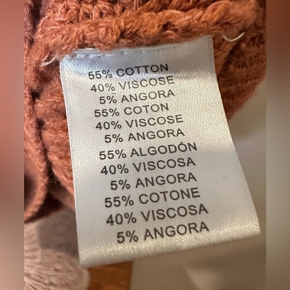 Miracle Women’s Brick Orange Criss Cross V-Neck Knit Sweater Size M/L - Picture 5 of 7